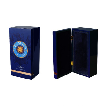 DS Blue glossy lacquered whisky wooden wine box premium wine box